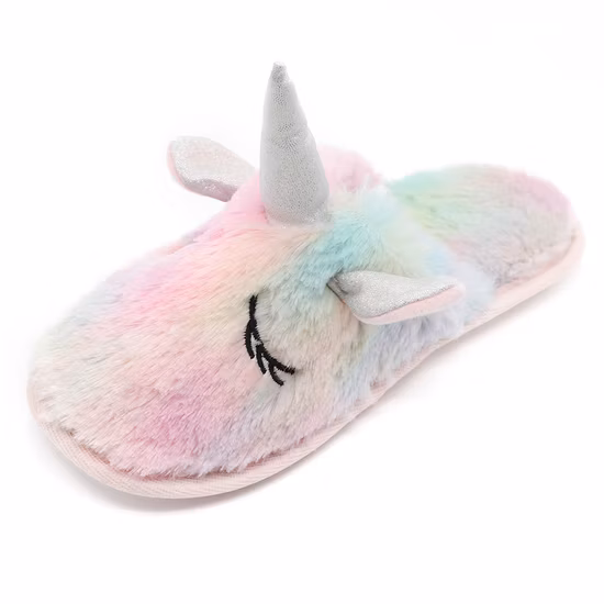 Pantofole da casa in peluche con unicorno adorabile da donna, novità alla moda
